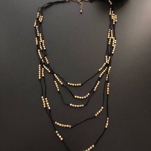 Black and gold beaded layered necklace